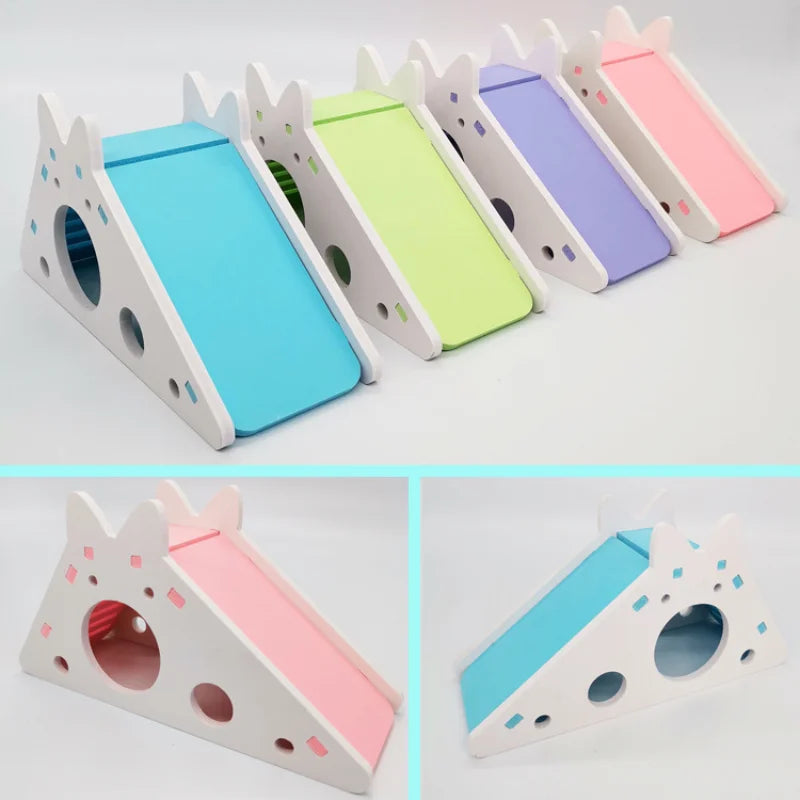 Bird Slide Toy Hamster Hideout House Parrot Cage Accessories Guinea Pig Wooden Cave Slide with Stairs Toy Small Pet Supplies