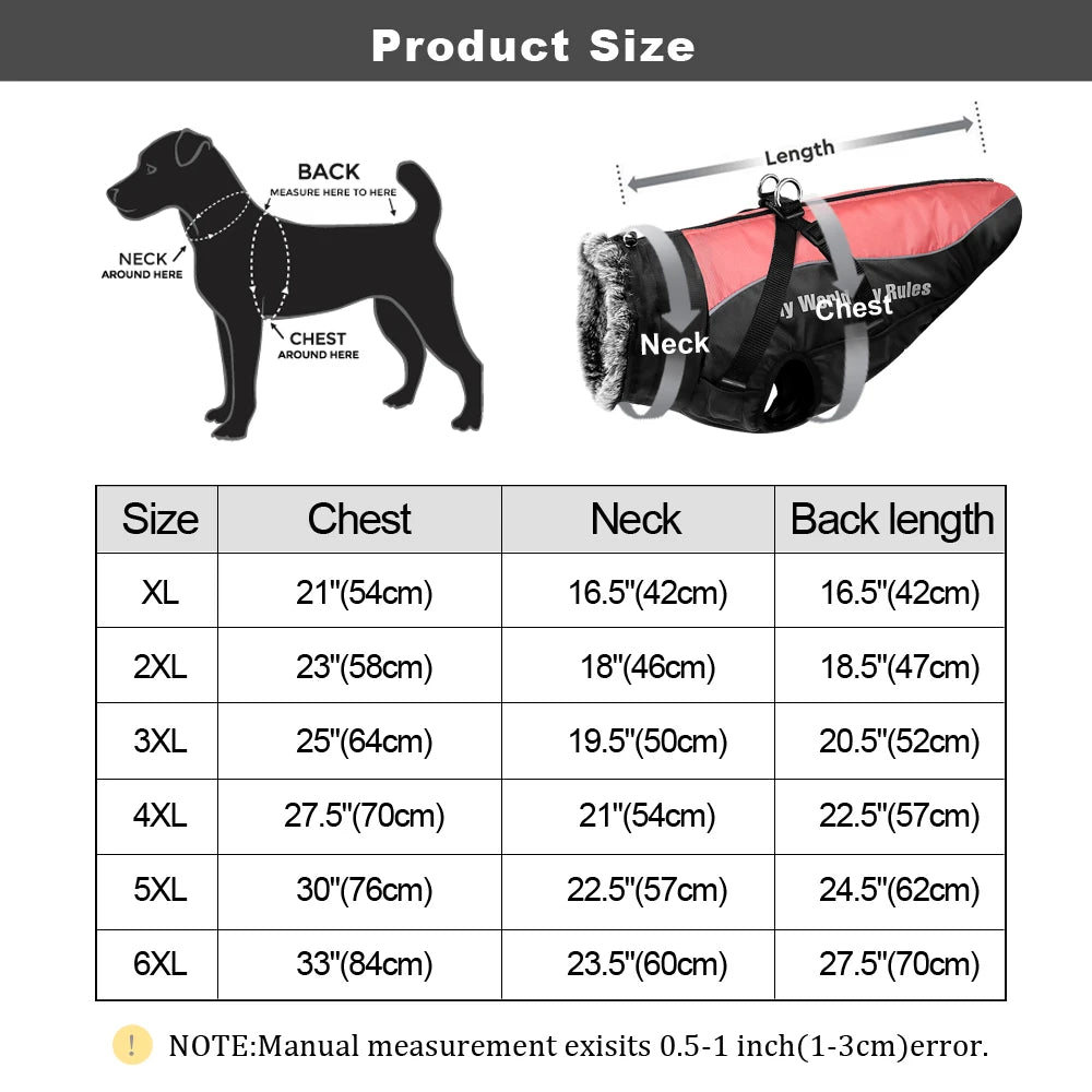 Warm Pet Clothes Winter Thicken Dog Coat Harness For Medium Large Dogs French Bulldog Big Dog Clothing Jacket Vest Waterproof