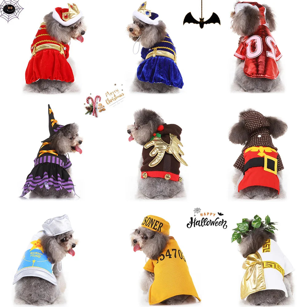 Funny Halloween Pet Cat Clothes For Dog Costume Dress Up Outfit Personality Cosplay Cat Costume Christmas Party Dog Coat Cloth35