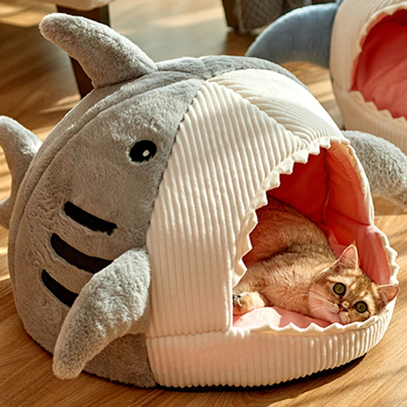 Enclosed Warm Cat Bed For Portable Pet Beds Sweet Kittens Basket Cushion Cat Pillow Mat Tent Puppy Nest Cave Cats House Goods