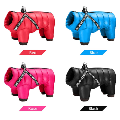 Winter Dog Clothes Super Warm Pet Dog Jacket Coat With Harness Waterproof Puppy Clothing Hoodies For Small Medium Dogs Outfit