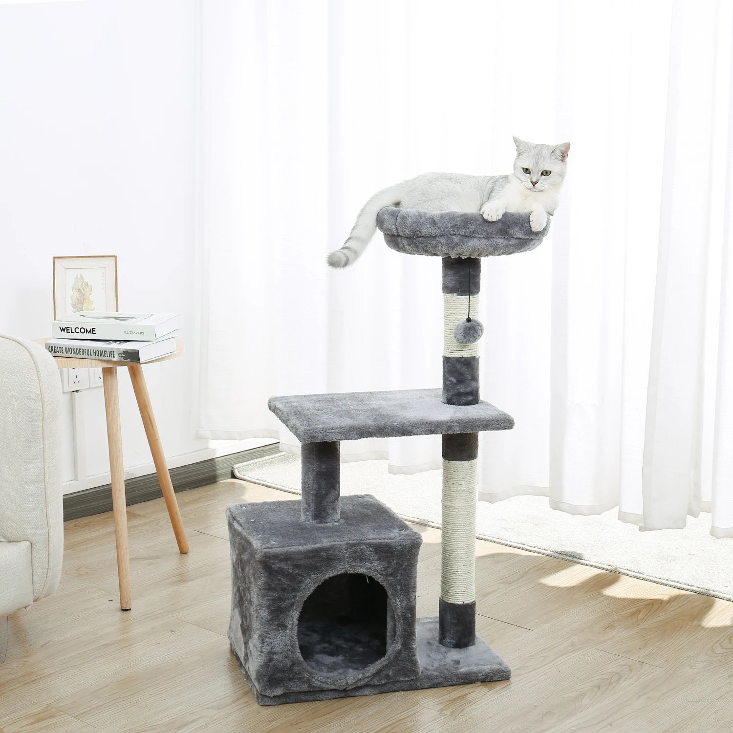Pet Cat Jumping Toy with Ladder Scratching Wood Climbing Tree for Cat Climbing Frame Cat Furniture Scratching Post #0201