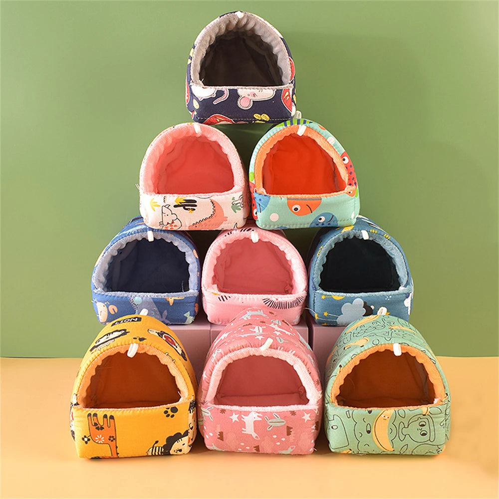 Pet Hamster Nest Plush Warm and Comfortable Winter Parrot Hammock Cave Cage Hut Tent Pet Supplies Bird Cage Parrot Accessories