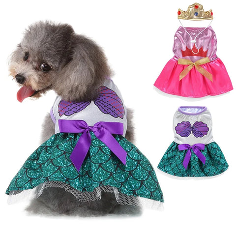 Halloween Pet Cosplay Costume Dog Funny Cartoon Princess Dress and Hat Set Puppy Clothes Outfits for Small and Medium Dogs