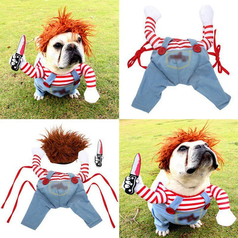 Funny Pet Dog Clothes Dogs Cosplay Costume Halloween Comical Outfits Holding a Knife Set Pet Cat Dog Festival Party Clothing