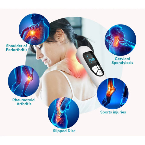 Cold Laser Red Light Therapy Device with Display, LLLT for Shoulder, Joint, Muscle Pain Reliever, Safe for Pet, 4 Power/4 Timer