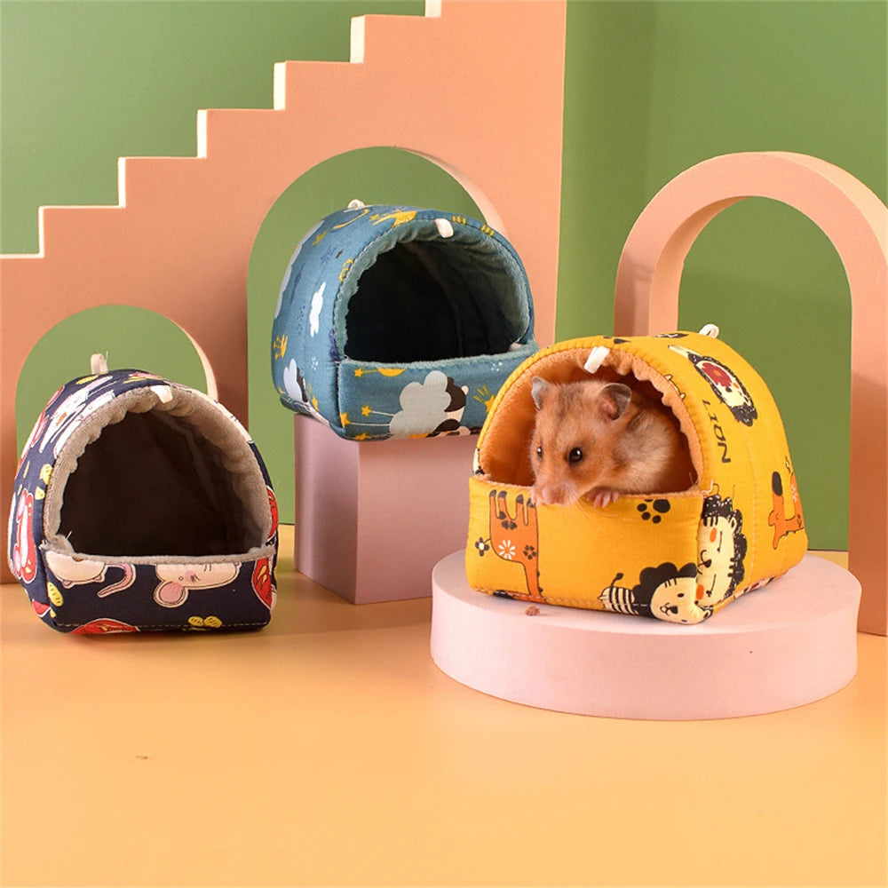 Pet Hamster Nest Plush Warm and Comfortable Winter Parrot Hammock Cave Cage Hut Tent Pet Supplies Bird Cage Parrot Accessories