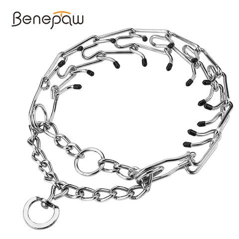Benepaw Effective Pinch Dog Training Collar With Comfort Rubber Tips Safe Adjustable Detachable Stainless Steel Pet Prong Collar