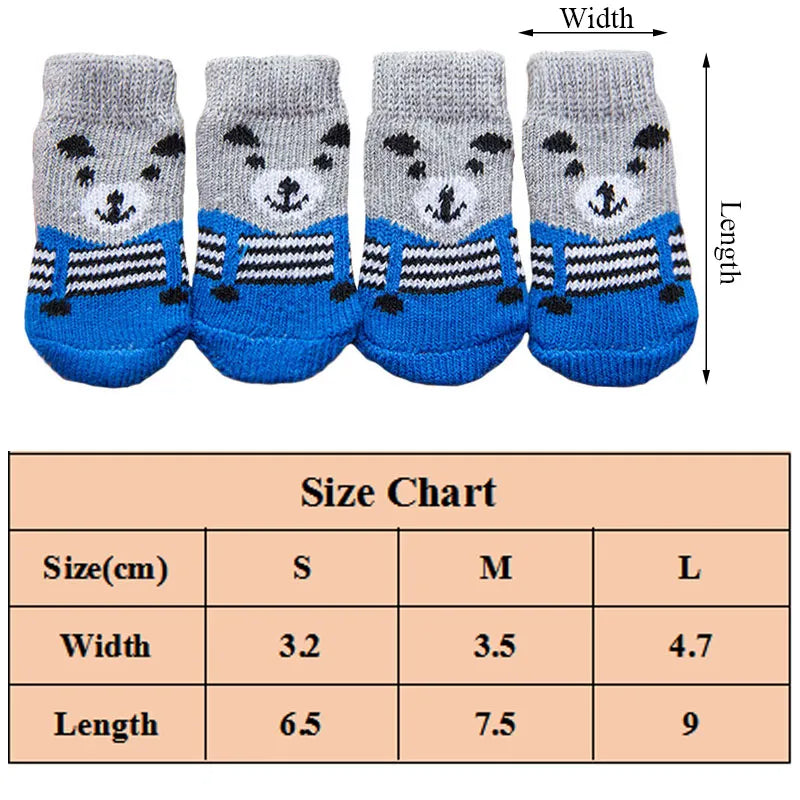 4pcs Warm Puppy Dog Socks Soft Pet Knits Socks Cute Cartoon Anti Slip Socks Warm Puppy Dog Shoes Small Medium Dogs Pet Product