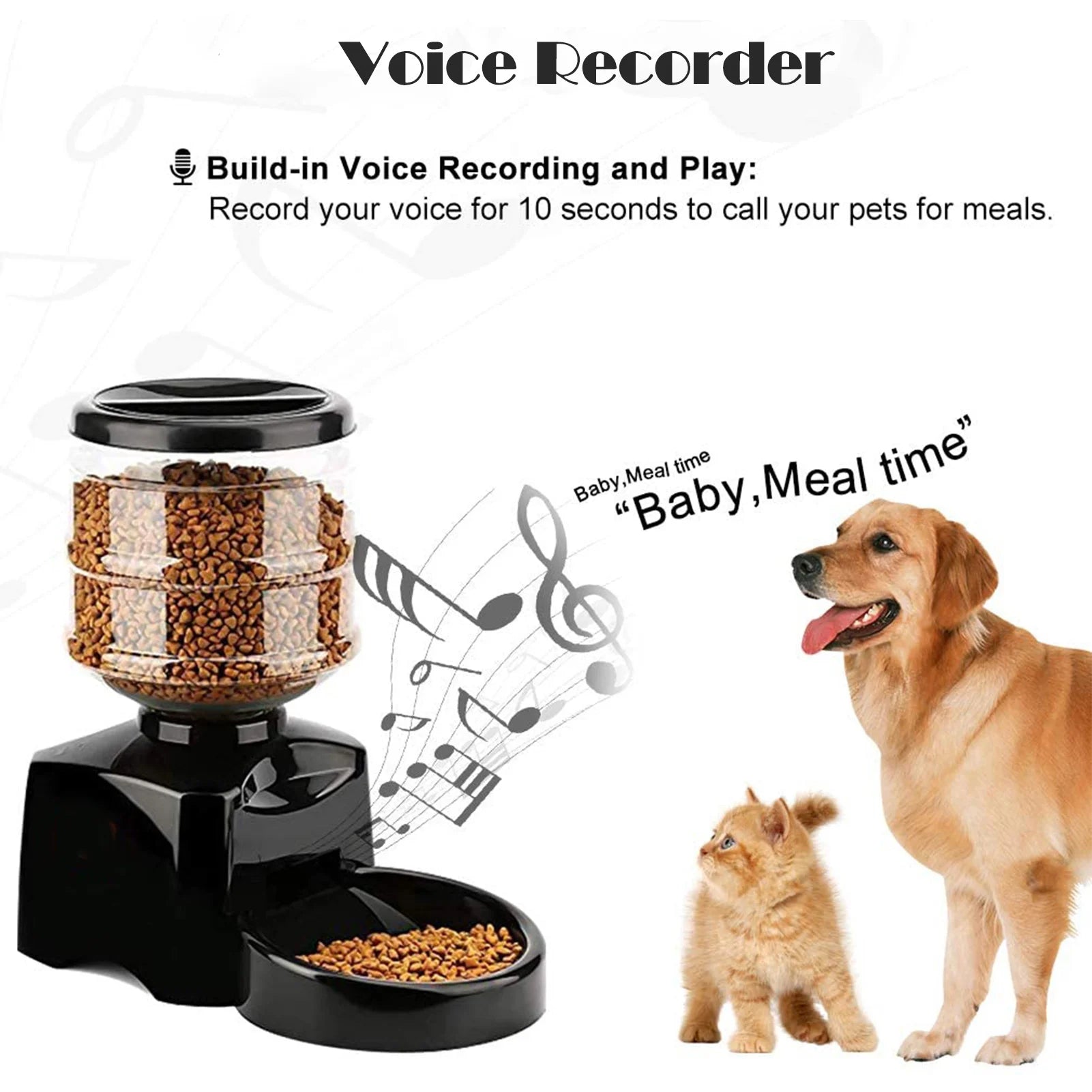 Automatic Pet Feeder Smart Pet Feeding Timed Dog Cat Food Dispenser Programmable 1-3 Meal 12 Portion Control Voice Recorder Bowl