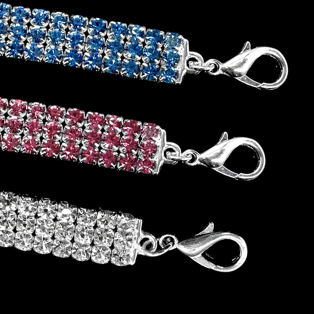 Bling Rhinestone Dog Collar Crystal Puppy Chihuahua Pet Dog Collars Leash For Small Medium Dogs Mascotas Accessories S M L Pink