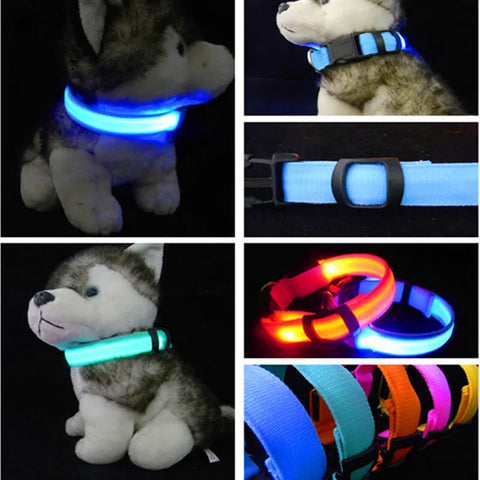 Nylon Pet Dog Collar LED Light Night Safety Pets Supplies Cat LED Dog Collar For Small Dogs LED Collars Glowing Pet Accessories
