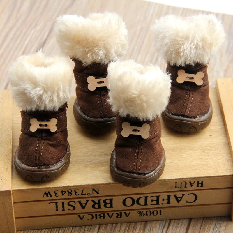 Winter Pet Dog Shoes for Small Dog Shoes Warm Plush Anti-slip Dog Snow Boots for Teddy Chihuahua