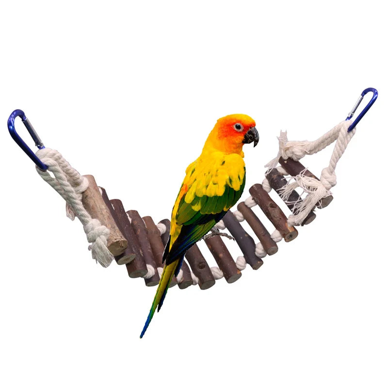 Bird Toys Set Swing Chewing Training Toys Small Parrot Hanging Hammock Parrot Cage Bell Perch Toys with Ladder Pet Supplies 1pcs