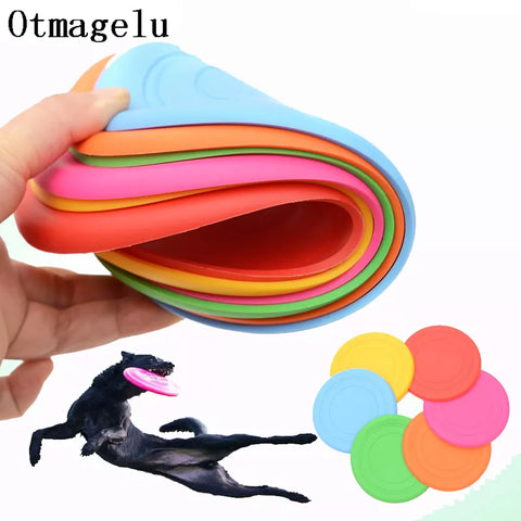 1pcs Funny Silicone Flying Saucer Dog Cat Toy Dog Game Flying Discs Resistant Chew Puppy Training Interactive Pet Supplies
