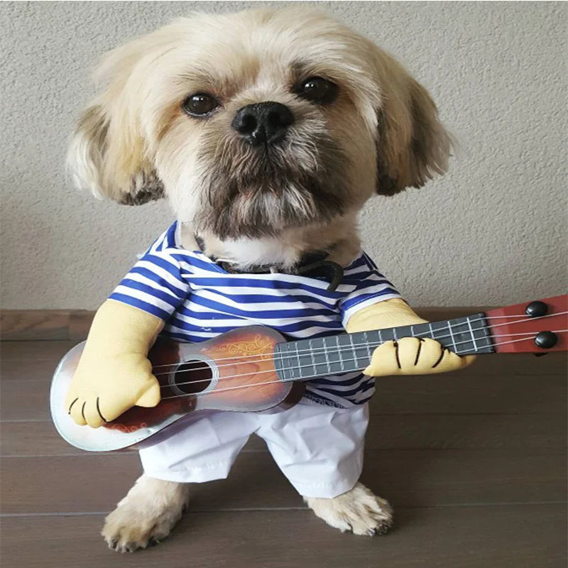 Funny Dog Costumes Guitar Player Pet Clothes Puppy Outfit Halloween Dog Clothes For Small Dogs French Bulldog Pet Costumes 15Q