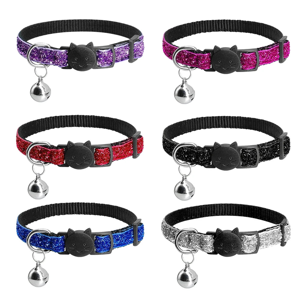Cat Collar With Bell Dog Collar For Cats Kittens Pet Collars Cat Leashes Puppy Solid Adjustable Collar For Cat Pet Lead Supplies