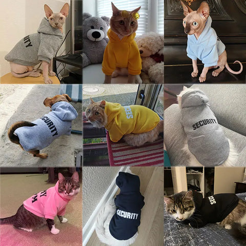 Security Cat Clothes Pet Cat Coats Jacket Hoodies For Cats Outfit Warm Pet Clothing Rabbit Animals Pet Costume For Small Dogs