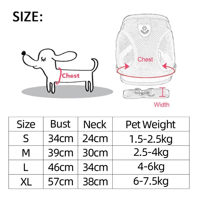 Cat Harness Vest Walking Lead Leash For Puppy Dogs Collar Polyester Adjustable Mesh Dog Harness For Small Medium Pet Accessories