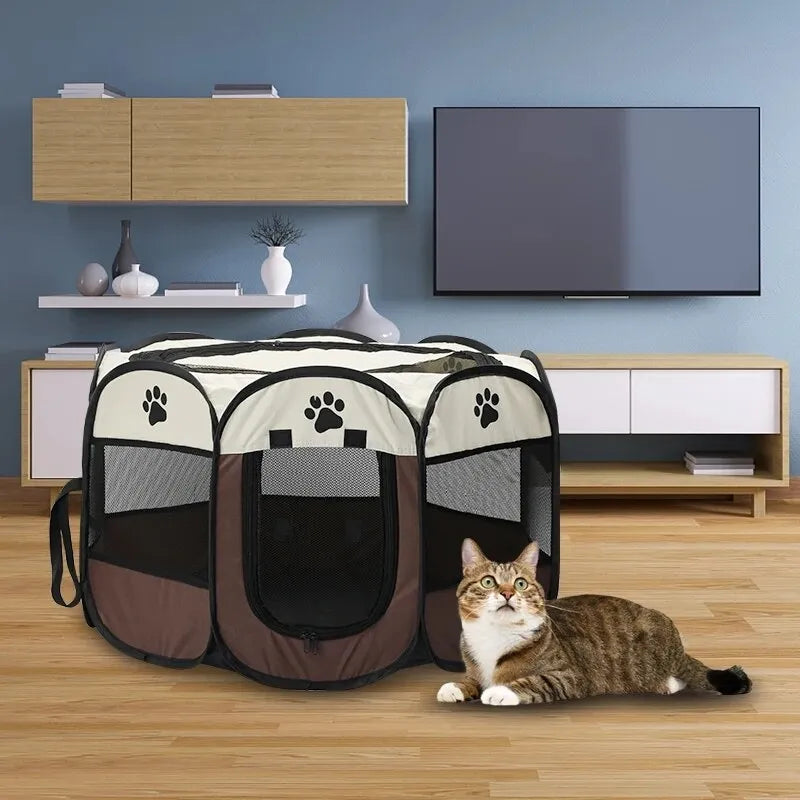 Portable Foldable Pet Tent Kennel Octagonal Fence Puppy Shelter Easy To Use Outdoor Easy Operation Large Dog Cages Cat Fences