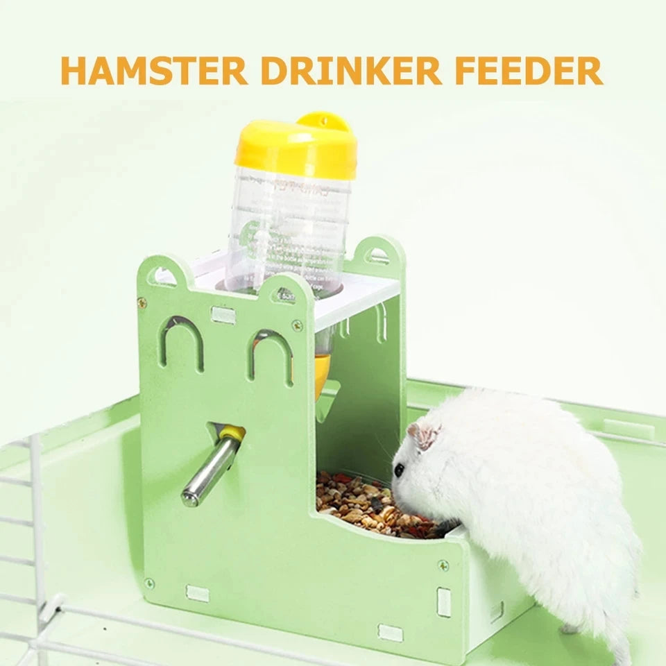 Hamster Automatic Drinker 2 in 1 Feeder Hamster Cute Mini Feeder Hanging Food Bowl Feeder Guinea Pig Squirrel Supplies