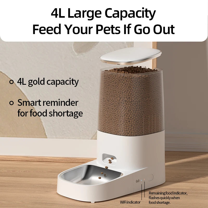 ROJECO Automatic Cat Feeder Pet Smart WiFi Cat Food Kibble Dispenser Remote Control Auto Feeder For Cat Dog Dry Food Accessories
