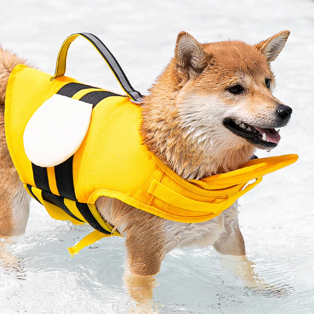Cute Dog Life Jacket Vest for Flotation in Pool Beach Lake Buoyancy Ripstop Dog Safety Vest for Swimming Reflective Dog Swimsuit