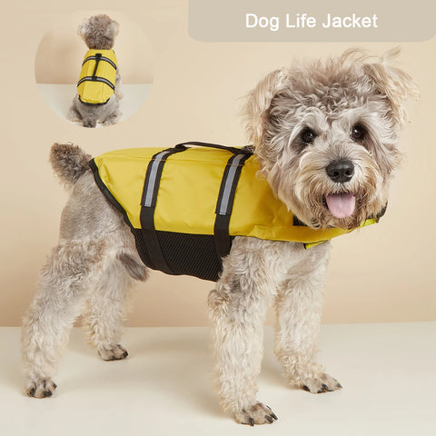 Dog Life Jacket Reflective Enhanced Buoyancy Life-saving Handle Adjustable Puppy Life Vest for Pets Swimming Summer Life Jacket