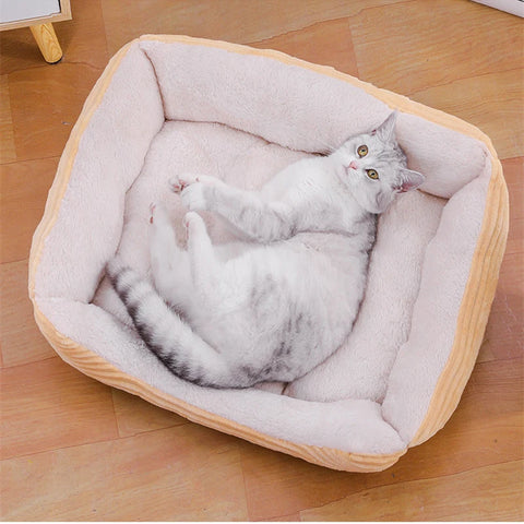 Bed for Dog Cat Pet Soft Square Plush Kennel Animals Accessories Dogs Basket Sofa Bed Larger Medium Puppy Pet Products Mattress