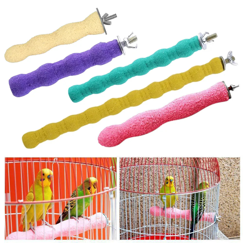 Pet Paw Grinding Wooden Stick Sprayed with Colored Sands Bird Parakeet Parrot Toy Grinder Grinding Rod Gripper Pet Supplies