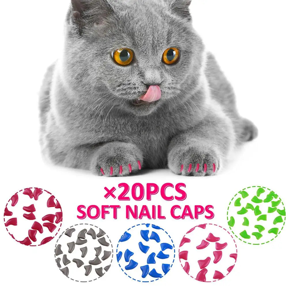20pcs Pet Nail Caps Silicone Protector Soft Rubber Dogs Cat Nail Cover Paw Control Care Supplies To Protect Children From Harm