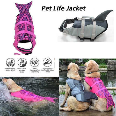 Pet Dog Life Jacket Vest Clothes Life Vest Collar Harness Dog Swimming Summer Swimwear Mermaid Shark Drop Shipping Lifejacket
