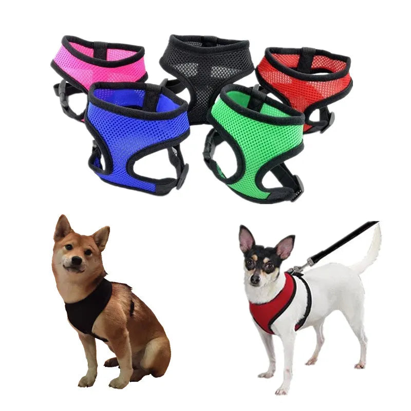 1PC Adjustable Soft Breathable Dog Harness Nylon Mesh Vest Harness for Dogs Puppy Collars Cat Pet Dog Chest Strap Leash Supplies