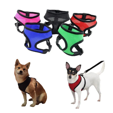 1PC Adjustable Soft Breathable Dog Harness Nylon Mesh Vest Harness for Dogs Puppy Collars Cat Pet Dog Chest Strap Leash Supplies