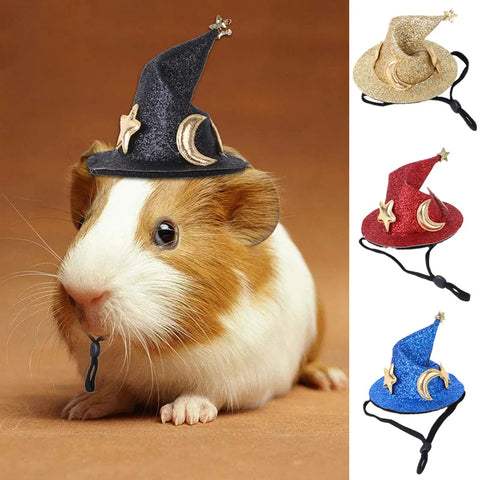 Mini Witch Hat for Small Animals Adjustable Pet Headgear Hamster Rat Hats Halloween Cosplay Clothing guinea pigs assessories