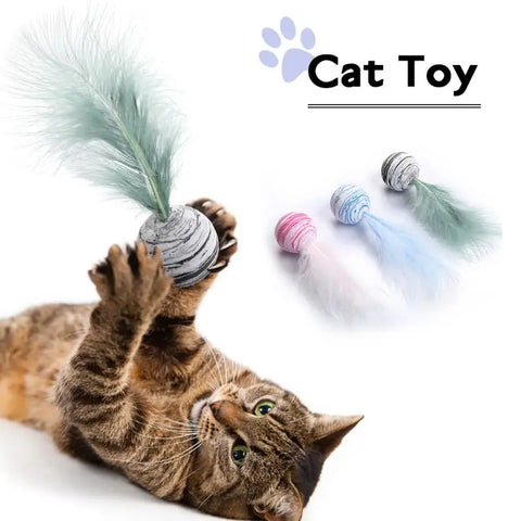 Cat toy Ball Feather Funny Cat Toy Star Ball Plus Feather Foam Ball Throwing Toys Interactive Plush Toys Pet Supplies katten toy