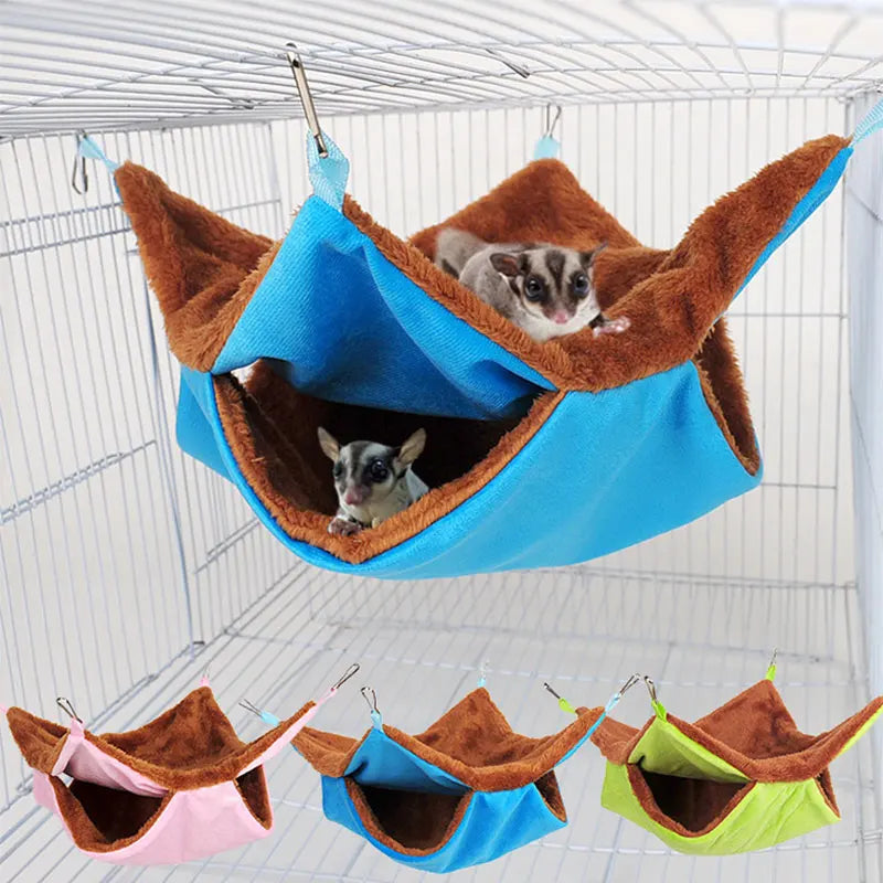 New Winter Warm Hamster Hammock For Rats Rodent Small Animal Guinea Pig Ferret Double-layer Plush Cotton Nests Pets Supplies YZL