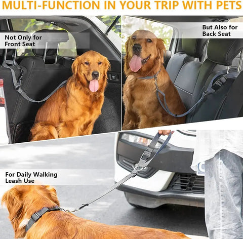 Two-in-one Nylon Adjustable Dogs Harness Collar Pet dog Accessories Pet Car Seat Belt Lead Leash Backseat Safety Belt