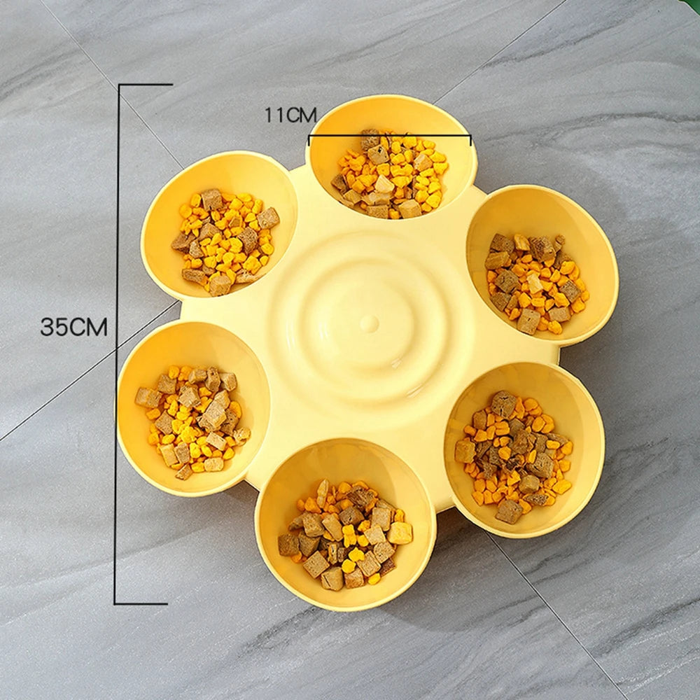 6 In 1 Dog Bowl Puppy Slow Feeder Dog Bowl Cat Water Bottle Flower Shape Cat Water Feeding Bowl Healthy Diet Dish Pet Accessory