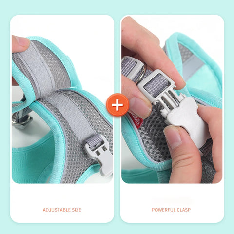 Kimpets Dog Harness Clothes Vest Chest Cat Collars Rope Small Dogs Reflective Breathable Adjustable Outdoor Walking Pet Supplies