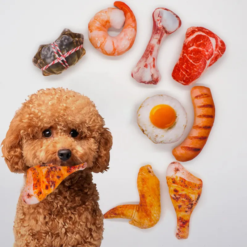 Funny Squeaky Toys For Small Medium Dogs Puppy Bite Resistant Simulated Dog Toy Meat Seafood Ice Cream Series Pet Product
