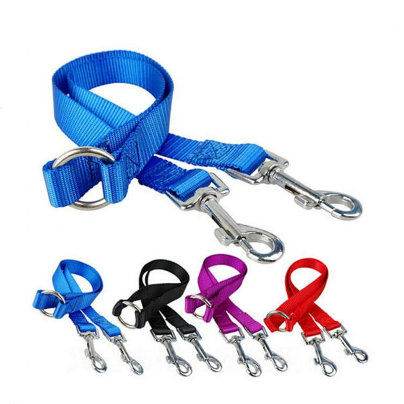 Double Twin Dual Coupler Dog Leash Two in One Strong Nylon V Shape Pet Dog Leash Colorful Two Ways Pet Lead