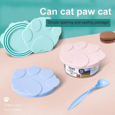 Portable Silicone Dog Cat Canned Lid dog 2-in-1Food Sealer Spoon Pet Food Cover Storage Fresh-keeping Lids Bowl Dog Accessories