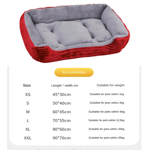 Bed for Dog Cat Pet Soft Square Plush Kennel Animals Accessories Dogs Basket Sofa Bed Larger Medium Puppy Pet Products Mattress