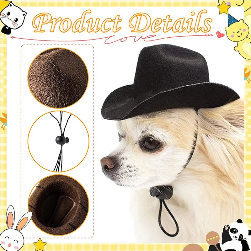 Pet Cowboy Costume Hat and Bandana Funny Dog Cat West Cowboy Hats Pet Halloween Birthday Party Cosplay Grooming Accessories