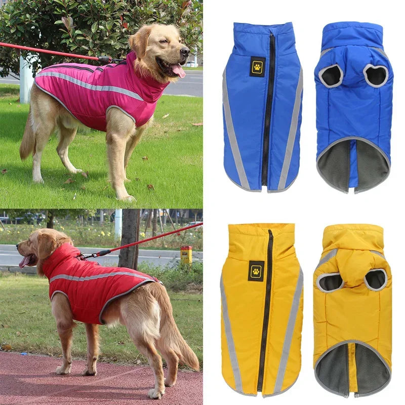 Waterproof Dog Clothes for Large Dogs Winter Warm Big Dog Jackets Padded Fleece Pet Coat Safety Reflective Design Dog Clothing