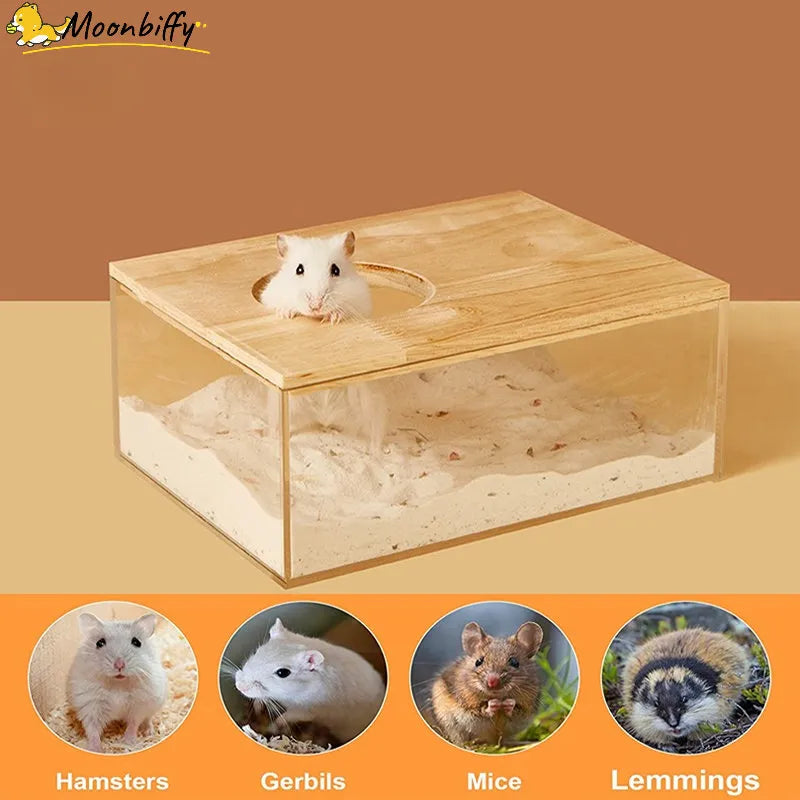 Hamster Bathroom House Sandbox Full Transparent Urine Sand Basin Golden Bear Supplies Sand Bath Container Small Pet Bathroom