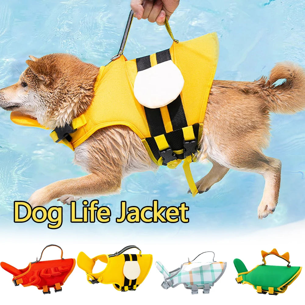 Cute Dog Life Jacket Vest for Flotation in Pool Beach Lake Buoyancy Ripstop Dog Safety Vest for Swimming Reflective Dog Swimsuit