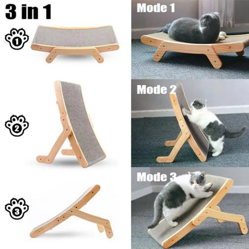 Wood Anti Cat Scratcher Cat Scratch Board Bed 3 In 1 Pad Vertical Pet Cat Toys Grinding Nail Scraper Mat Training Grinding Claw