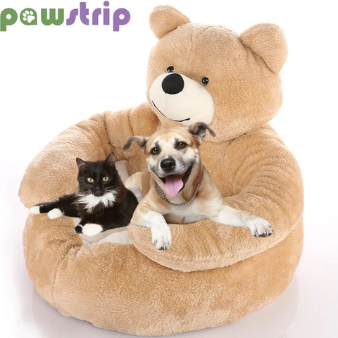 Super Soft Dog Bed Cute Winter Warm Bear Hug Cat Sleeping Mat Semi-closed Puppy Kitten Plush Nest Cushion Dog Sofa Pet Supplies